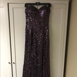 Faviana Sequin Gown w slit